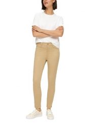 S.Oliver Spodnie - Skinny fit - w kolorze beżowym rozmiar: 42. Brązowe spodnie materiałowe damskie S.Oliver, bez wzorów, z materiału. Za 130.99 zł.