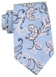 Męski Krawat - Chattier - Błękit z Kwiatowym Wzorem. Niebieskie krawaty i muchy męskie Chattier, bez wzorów, z tkaniny, eleganckie. Za 55.00 zł.