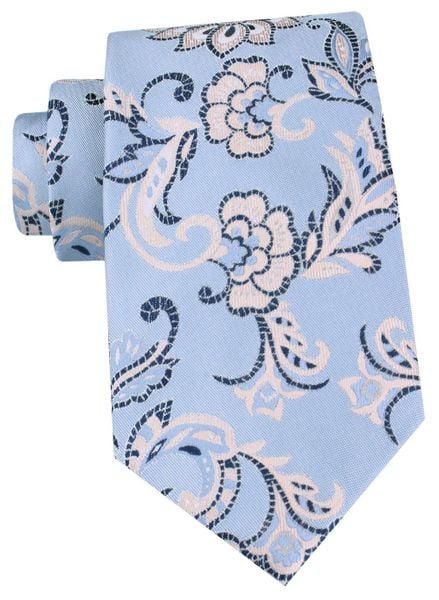 Męski Krawat - Chattier - Błękit z Kwiatowym Wzorem. Niebieskie krawaty i muchy męskie Chattier, bez wzorów, z tkaniny, eleganckie. Za 55.00 zł.