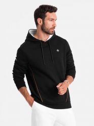 Bluza męska z kapturem z kieszenią na zamek - czarna V4 - Rozmiar: S. Czarne bluzy z kapturem męskie Ombre Clothing, l, z bawełny. W wyprzedaży za 69.99 zł.