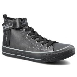 Czarne Trampki Big Star Damskie Wygodne Półbuty. Czarne półbuty damskie Big Star, bez wzorów, ze skóry ekologicznej, retro, bez obcasa, na płaskiej podeszwie. Za 99.00 zł.