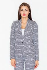 Elegancki Wzorzysty Żakiet na Jeden Guzik Wzór 29. Czarne marynarki i żakiety damskie Figl, l, bez wzorów, z materiału, eleganckie. Za 279.00 zł.