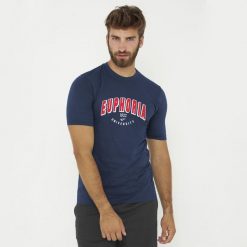T-shirt bawełniany męski EUPHORIA niebieski. Niebieskie t-shirty męskie Legea, m, bez wzorów, z bawełny, bez kołnierzyka. Za 43.00 zł.