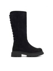 DeeZee Kozaki CS5819-24 Czarny. Czarne kozaki dziewczęce DeeZee, bez wzorów, z materiału, bez obcasa. Za 159.99 zł.
