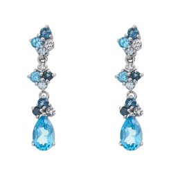 BŁĘKITNY PTAK złote kolczyki niebieske topazy diamenty długie wiszące 2,85 ct. Niebieskie kolczyki damskie Braccatta, z diamentem, złote. Za 2,199.00 zł.