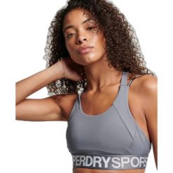 Damski biustonosz z elastycznym trenem Superdry. Szare biustonosze sportowe damskie Superdry., bez wzorów. Za 142.45 zł.
