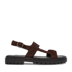 Sandały Lasocki. Brązowe sandały damskie Lasocki, bez wzorów, bez obcasa, na płaskiej podeszwie. Za 169.99 zł.