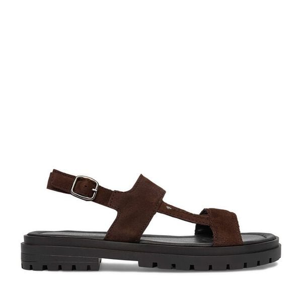 Sandały Lasocki. Brązowe sandały damskie Lasocki, bez wzorów, bez obcasa, na płaskiej podeszwie. Za 169.99 zł.