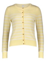 GAP Kardigan w kolorze żółto-białym rozmiar: L. Żółte kardigany damskie GAP, l, bez wzorów, z bawełny. Za 110.04 zł.