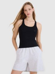 4F Top slim gładki damski - czarny XL. Czarne topy damskie 4f, xl, bez wzorów, z bawełny, bez kołnierzyka. Za 39.99 zł.