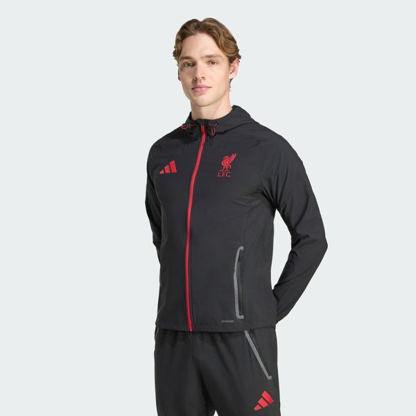 Bluza Liverpool FC Tiro 25 Competition Vis Tech Travel. Czarne bluzy z kapturem męskie Adidas, l, z elastanu. Za 339.00 zł.