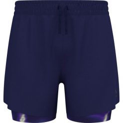 Spodenki męskie Odlo ZEROWEIGHT 5 INCH 2-in-1 short. Niebieskie szorty męskie Odlo, z materiału, bez kołnierzyka. Za 317.90 zł.