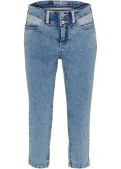 Dżinsy Skinny ze stretchem, mid waist, dł. za kolano. Niebieskie jeansy damskie bonprix. Za 129.99 zł.