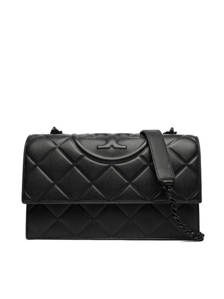 Tory Burch Torebka Fleming Soft Grain Convertible Shoulder Bag 169791 Czarny. Czarne listonoszki damskie Tory Burch, bez wzorów, ze skóry, bez dodatków. Za 3,209.00 zł.