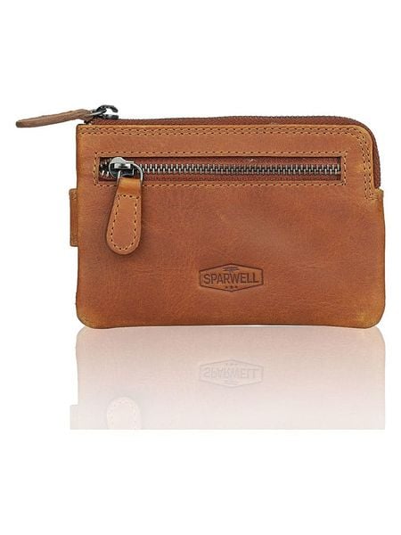 SPARWELL Skórzany portfel "Nash" w kolorze jasnobrązowym - 12,5 x 8,5 x 1,5 cm rozmiar: onesize. Brązowe portfele damskie SPARWELL, bez wzorów, z materiału. Za 43.99 zł.
