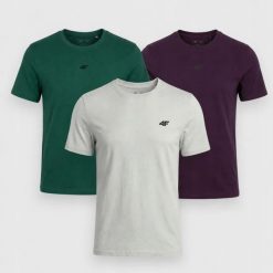KOMPLET MĘSKICH KOSZULEK 4F ZESTAW T-SHIRT 3PAK. T-shirty męskie 4f, m, bez wzorów, z bawełny, bez kołnierzyka. Za 117.99 zł.
