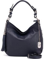 Anna Morellini Skórzana torebka "Fiorella" w kolorze granatowym - 30 x 27 x 9 cm rozmiar: onesize. Niebieskie torebki klasyczne damskie Anna Morellini, bez wzorów, z materiału, bez dodatków. Za 295.99 zł.