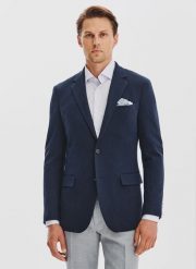 PAKO LORENTE – Granatowa żakardowa marynarka męska. Marynarki męskie Pako Lorente, bez wzorów, z bawełny. Za 899.99 zł.