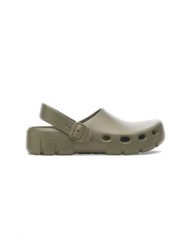 Sandały Birkenstock Birki Flow EVA. Zielone sandały damskie Birkenstock, z materiału, bez zapięcia. Za 352.05 zł.