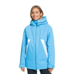Kurtka snowboardowa damska ROXY Chloe Kim. Niebieskie kurtki damskie Roxy, l, bez wzorów, bez kaptura, narciarskie. Za 1,089.00 zł.