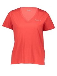 Pepe Jeans Koszulka w kolorze czerwonym rozmiar: L. Czerwone bluzki damskie Pepe Jeans, l, bez wzorów, z bawełny, bez kołnierzyka, bez ramiączek. Za 92.21 zł.