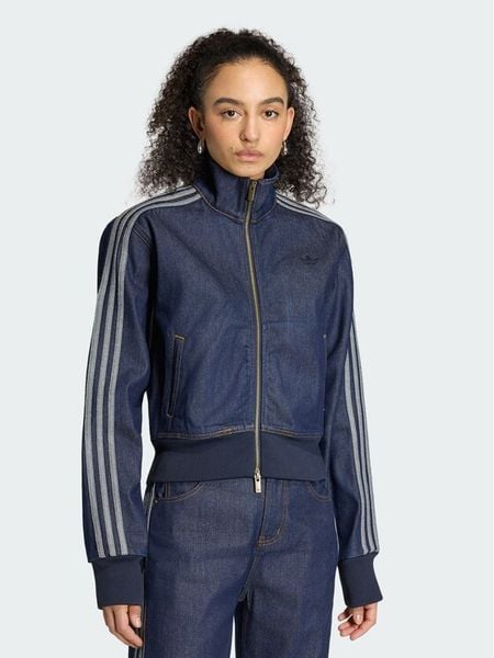 Adidas Kurtka jeansowa Firebird KQ6491 Granatowy Slim Fit. Niebieskie kurtki damskie Adidas, m, bez wzorów, z bawełny, bez kaptura. Za 369.99 zł.