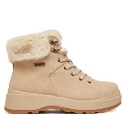 Trzewiki Skechers. Brązowe botki damskie Skechers, bez obcasa, na płaskiej podeszwie, bez zapięcia. Za 339.99 zł.