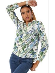 WITT WEIDEN Bluzka w kolorze biało-niebiesko-zielonym rozmiar: 44. Białe bluzki damskie WITT WEIDEN, bez wzorów, z lyocellu, bez kołnierzyka, bez ramiączek. Za 104.99 zł.