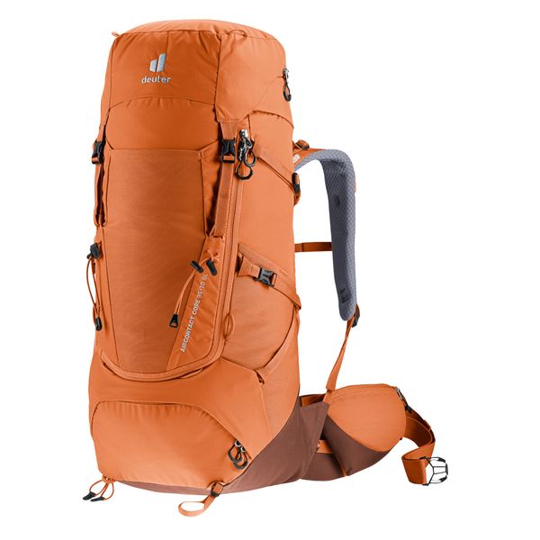 Plecak trekkingowy damski Deuter Aircontact Core 35+10 SL - chestnut/umbra. Brązowe plecaki damskie Deuter, bez wzorów, z materiału. Za 933.31 zł.