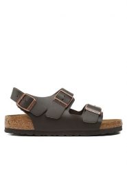 Birkenstock Sandały Milano Bs 34103 Brązowy. Brązowe sandały damskie Birkenstock, bez wzorów, ze skóry, bez obcasa, na płaskiej podeszwie. Za 429.99 zł.