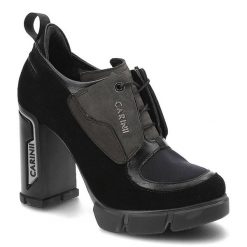Czarne Półbuty Carinii Modne Skórzane Buty Damskie. Czarne półbuty damskie Carinii, bez wzorów, ze skóry, eleganckie, bez obcasa, na obcasie. Za 385.00 zł.