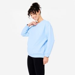 Bluza do jogi damska Kimjaly ciążowa. Niebieskie bluzy bez kaptura damskie DOMYOS, l, z elastanu. Za 99.99 zł.