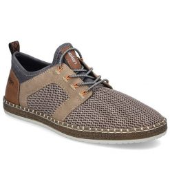 Półbuty męskie brązowe Rieker B5252-66. Brązowe półbuty męskie Rieker, z tkaniny, bez zapięcia. Za 349.00 zł.