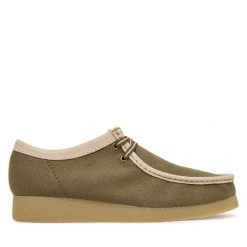 Półbuty Clarks. Zielone półbuty męskie Clarks, bez zapięcia. Za 429.99 zł.