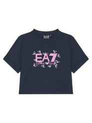 EA7 Emporio Armani T-Shirt 7G000151 AF10373 UB102 Granatowy Regular Fit. Niebieskie koszulki dziewczęce EA7 Emporio Armani, bez wzorów, z bawełny, bez ramiączek. Za 179.99 zł.