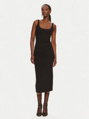 Patrizia Pepe Sukienka koktajlowa 8A1371/J129-K103 Czarny Slim Fit. Czarne sukienki damskie Patrizia Pepe, bez wzorów, z syntetyku, wizytowe, bez kołnierzyka, bez ramiączek. Za 629.99 zł.