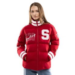 Damska kurtka puchowa 120. rocznica Real Sporting de Gijón Siroko SC120 El Bibi. Czerwone kurtki damskie SIROKO, m, bez wzorów, z puchu, bez kaptura. Za 930.00 zł.