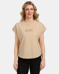 Damska bawełniany t-shirt Kilpi NELLIM-W. Brązowe t-shirty damskie Kilpi, bez wzorów, z bawełny, bez kołnierzyka. Za 138.03 zł.