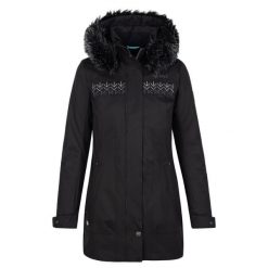 Płaszcz zimowy damski Kilpi PERU-W. Czarne płaszcze damskie Kilpi, na zimę, m, bez wzorów, z materiału, eleganckie. Za 356.50 zł.
