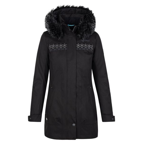 Płaszcz zimowy damski Kilpi PERU-W. Czarne płaszcze damskie Kilpi, na zimę, m, bez wzorów, z materiału, eleganckie. Za 356.50 zł.