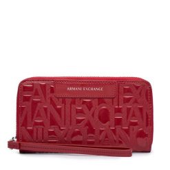 Portfel Armani Exchange. Czerwone portfele damskie Armani Exchange, bez wzorów. Za 379.99 zł.