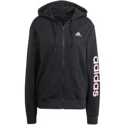 Bluza damska adidas Essentials Linear Full-Zip French Terry Hoodie. Białe bluzy z kapturem damskie Adidas, xs, bez wzorów, z dresówki, z kapturem. Za 222.00 zł.