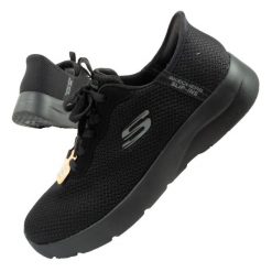 Buty sportowe sneakersy damskie Skechers Dynamight 2.0 SLIP-INS. Czarne obuwie do biegania damskie Skechers, bez wzorów. Za 319.00 zł.