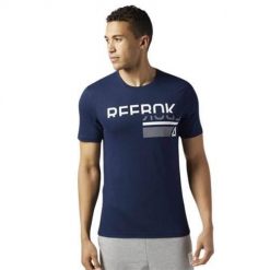 Koszulka sportowa męska Reebok Wor Sup 2.0. Niebieskie t-shirty sportowe męskie Reebok, l, z materiału, bez ramiączek, do biegania. Za 157.00 zł.