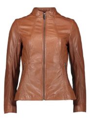 Bugatti Skórzana kurtka w kolorze jasnobrązowym rozmiar: 42. Brązowe kurtki damskie Bugatti, bez wzorów, ze skóry, bez kaptura. Za 891.99 zł.