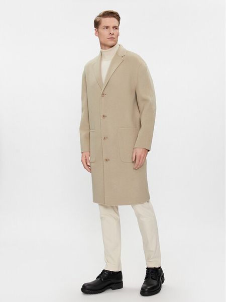 Calvin Klein Płaszcz wełniany K10K111601 Beżowy Regular Fit. Brązowe płaszcze męskie CALVIN KLEIN, na zimę, m, bez wzorów, z syntetyku. Za 949.99 zł.