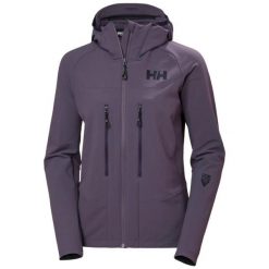 Damska kurtka narciarska Helly Hansen Odin Pro Shield. Fioletowe kurtki damskie Helly Hansen, bez wzorów, bez kaptura, narciarskie. Za 937.00 zł.
