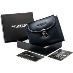 Portfel damski granatowy Cavaldi RD-19-GCL-6405 NAVY. Niebieskie portfele damskie 4U Cavaldi, bez wzorów, ze skóry. Za 64.00 zł.