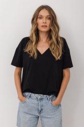 T-SHIRT BALI CZARNY XS - Flawless. Czarne t-shirty damskie Flawless, uniwersalny, bez wzorów, z bawełny, bez kołnierzyka. Za 190.00 zł.