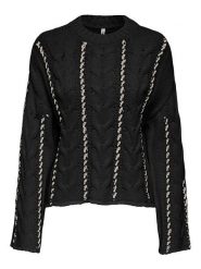 ONLY Sweter w kolorze czarno-kremowym rozmiar: XL. Czarne swetry klasyczne damskie Only, xl, ze splotem, bez kołnierzyka. Za 154.07 zł.